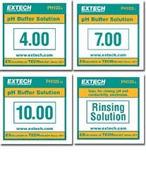 PH103 pH Buffer Solution Tripak, 6 each or 4,7 and 10 pH + 2 Rinse Solutions